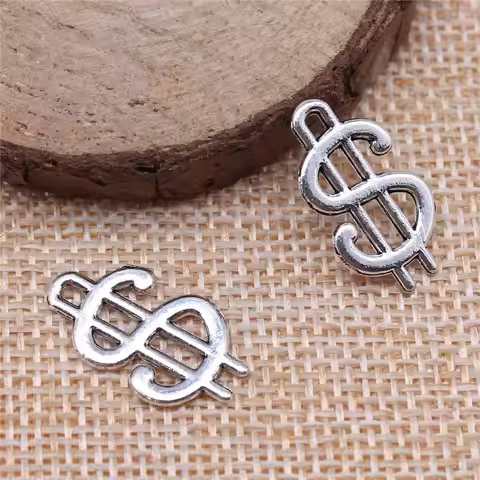 40pcs 21x12mm(0.83x0.47inch) Antique Silver Color Us Dollar Sign Charms Vintage Jewelry Making