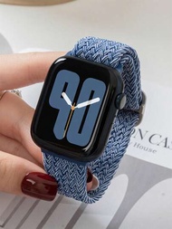 藍白尼龍錶帶，可兼容蘋果手錶42mm 38mm 40mm 41mm 44mm 45mm 49mm，時尚智能手錶替換蘋果手錶帶，適用於Ultra2 Ultra SE2 SE 9 8 7 6 5 4 3 2 1系列，女性專用