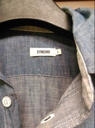 Syndro七分亞麻藍染襯衫