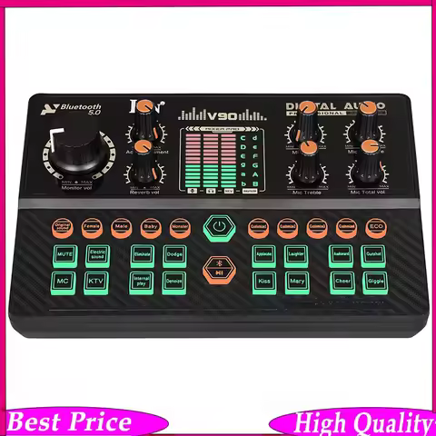 IRIN V90 Sound Card Voice Changer – Control Live Streaming Karaoke Recording Built‑in 3‑Band EQ Reve