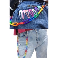 Aesthetic pants chain wallet chain jeans rainbow punk depop