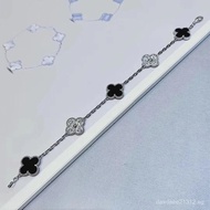 [Certified Appraiser][Speedy Warehouse]Van Cleef & Arpels Four-Leaf Clover，Black Chalcedony with Dia