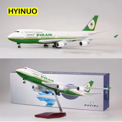 1/150 Scale 47CM Airplane B747 Aircraft Taiwan EVA AIR Airline Model W Light and Wheel Landing gears