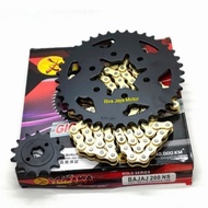 Gear Package Gir Set Chain Gold Racing Bajaj 200 Ns Pulsar 200Ns Yuzaka
