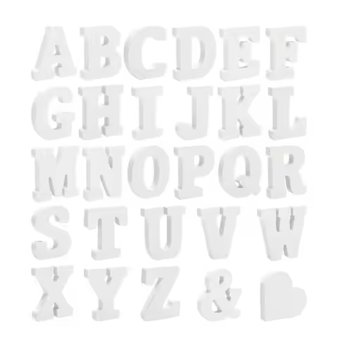 Wood Letters, Unfinished Wooden Letters for Crafts, White Marquee Alphabet Letters for Wedding Birth
