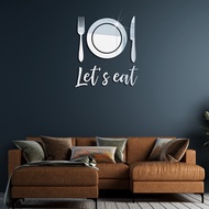 JM809eat Letter Knife and Fork Tableware Acrylic Mirror Sticker Three-Dimensional Self-AdhesiveDIYDecorative Mirror Wall