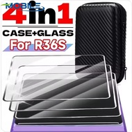 4 IN 1 Case+Glass for R36S Game Console - Carrying Storage Bag & Screen Protectors - Tempered Glass 