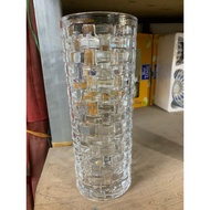 Crystal clear glass cylindrical flower vase