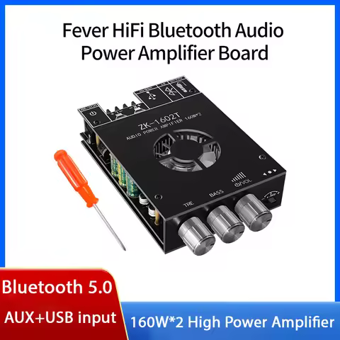 ZK-1602T Bluetooth 5.0 Subwoofer Amplifier Board 2.0 Channel High Power 160W+160W TDA7498E USB Audio