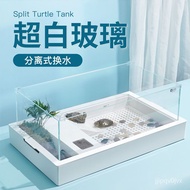 superior productsTurtle Jar Large Villa Landscape Ecological Feeding Box Provided with Balcony Domestic Turtle Glass Wat