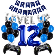(SG SELLER) 12th Birthday Blue Video Game Birthday Decoration Set Birthday Decor Gaming Kit Level Up