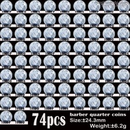 เหรียญเก่าจากสหรัฐอเมริกา74ชิ้น1892-1916ดอลลาร์ไตรมาสช่างตัดผมเหรียญ24มม. ชุด Cull ของสะสม