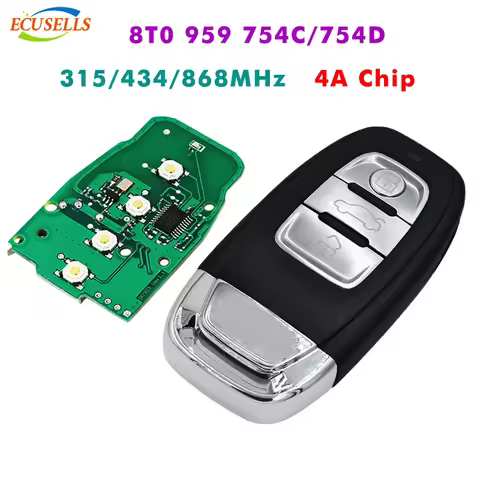 Ecusells 3 Button 315/433/868MHz Remote Key Fob 8T0 959 754C/754D 4A Chip for Audi A4L Q5 A5 A6 A7 A