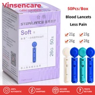 Vinsencare 50Pcs 21G/23G/26G/28G/30G Blood Lancet/Needles/Jarum Diabetic for Glucose Blood Test Cupp