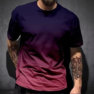 3D printed men's clothing, monochrome degraded T-shirt, fitness round neck summer T-shirt, running, 