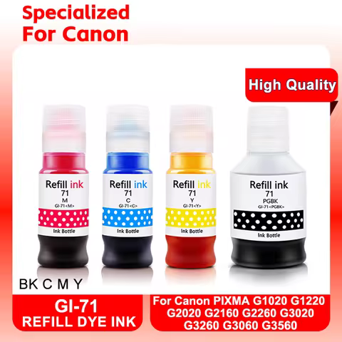 1 Set Refill Dye Ink For Canon GI-71 GI 71 For Canon PIXMA G1020 G1220 G2020 G2160 G2260 G3020 G3260