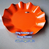 12" Orange Melamine Kendian Plate - Golden Dragon P4012