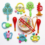 1 Set Wooden Rattle Pellet Drum Cartoon Musical Instrument Toys Mobiles Gift Chinese Traditional Sty