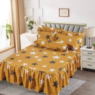 6 in 1 Queen Size Bedsheet Cadar Ropol 100% Cotton Bed Sheet with Skirting Cadar Tilam Bercorak Prin