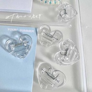 【Big Sale】Ins Love Transparent Clips Storage Rack File Folder Bill Test Organizer Clips Paper Office
