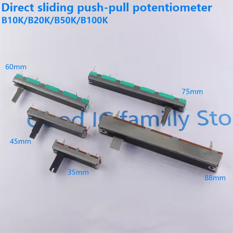 35mm 45mm 60mm 75mm 88mm 128mm b10k b20k b50k b100k 10mm 15mm Straight Slide Potentiometer Adjustabl