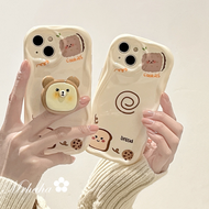 Mrhaha เคสโทรศัพท์ + ขายึดสำหรับ OPPO A78 A17 A15 A15s A5s A9 A5 A53 A3s A54 A12 A93 A52 A57 A94 A31เคลือบลายการ์ตูนน่ารักหมีและขนมปังฝาครอบป้องกันเคสซิลิโคนซิลิโคนโทรศัพท์ที่สวยงาม🌈คลังสินค้าพร้อม