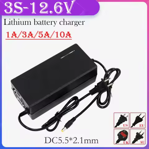 12.6V 1A 3A 5A 10A Lithium Battery Charger AC110-240V to DC For11.1V 3S 12V Power Supply Sprayer Li-