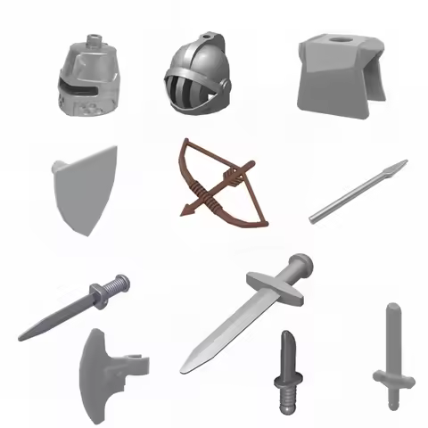 5PCS/SET MOC Creative Figures Weapons Sword Helmet Bow Building Blocks Bricks for DIY Gifts 98370 95