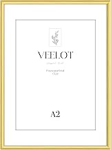 1 x Picture Frame A2 42 x 59.4 cm, Metal Aluminium, Matte Gold, Mount 30 x 42 cm, Picture Frame 42 x