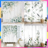 2024 2024 Changchun Leaf Shower Curtain Succulent Bathroom Curtain Lovebird Bathroom Polyester Waterproof Fabric Decorative Hooks