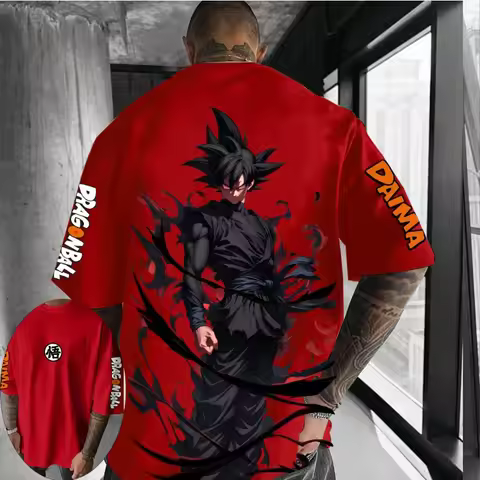 Dragon Ball GT Men's T-Shirt Goku Black Zamasu Printing Japanese Anime Summer Boy Children's Short S