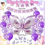 3D Butterfly Balloons Purple Number Balloon Set Happy Birthday Butterfly Foil Balloon Baby Shower