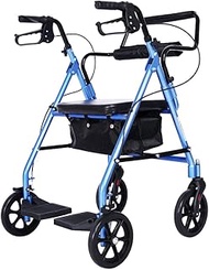 Rollator Lightweight Folding 4 Wheel Walker Aluminum Walking Frame with Seat Basket,Locking Brakes Walking Aids for the Elderly Shopping Trolley