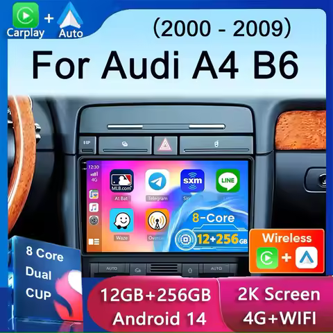 9“ Android 15 Car Radio For Audi A4 II 2 B6 III 3 B7 2000-2009 S4 2002-2008 RS4 2005-2009 2Din Multi