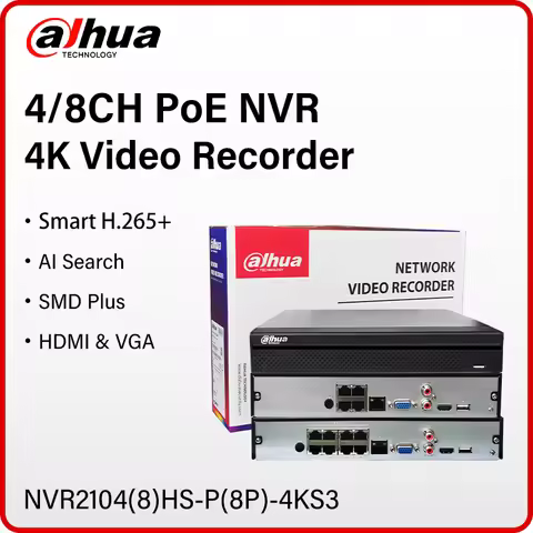 Dahua 4/8 PoE NVR 4K Video Recorder IP Camera Security System Max 12MP Smart H.265 Plug&Play NVR2104