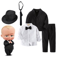 Gentleman Boss Baby Outfit for 1 Year Old Shirt Pants Black Blazer Set Baby Boss Outfit Birthday Wed