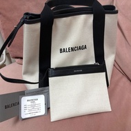 Balenciaga Navy Cabas S 黑白 帆布托特包 附子包 吊牌完整
