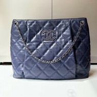 Chanel 銀鍊藍紫色大菱格購物包 托特包