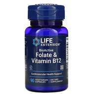 exp: 12/25, Life Extension, BioActive, Folate & Vitamin B12, 90 Vegetarian Capsules