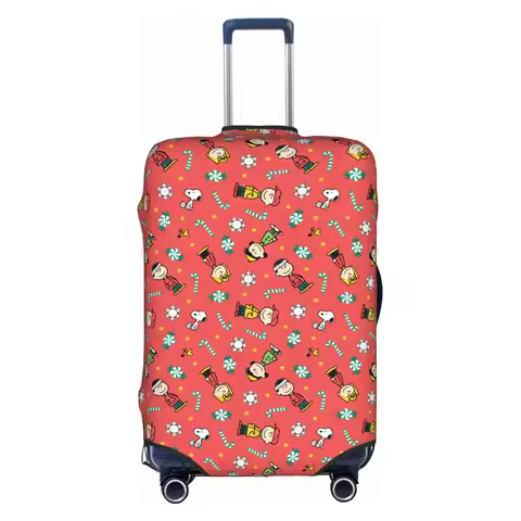 Custom Christmas Snoopy Woodstock Charlie Brown Luggage Cover Elastic Linus van Pelt Suitcase Cover 