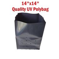 Black UV Polybag Fertigasi Polibag Nursery Plantation Bag Tahan kuat lama 14 inci x 14  inci inch