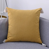 Cotton Linen Cushion Cover 30x50cm/45x45cm Pillow Cover Beige Grey Blue Yellow Boho Style Tassles fo