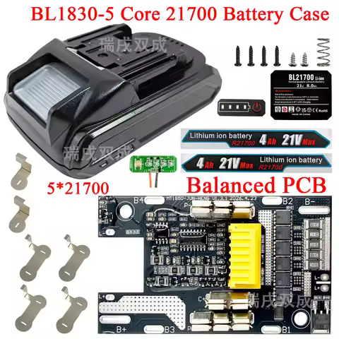 BL1830 5*21700 Lithium Battery Case Shell Housings Box Charging Circuit Board BMS Balanced PCB for M