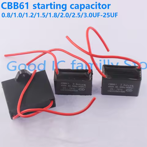 CBB61 starting capacitance AC Fan Capacitor 450V CBB Motor Run Capacitor 1UF 1.2UF 1.5UF 1.8UF 2UF 2