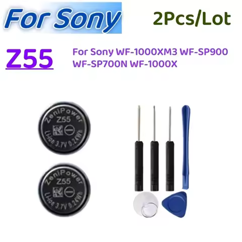 2pcs/lot Z55 Battery For Sony WF-1000XM3 WF-SP900 WF-SP700N WF-1000X ZeniPower Battery TWS Earphone 