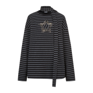 Yukahouse Vintage American Punk หลวม เสื้อยืดแขนยาวพอดี Star Stripes ดีไซน์ ผู้หญิง ฤดูใบไม้ผลิ ฤดูร