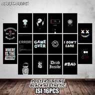 Poster Dinding Hitam Aesthetic Hiasan Dinding Aesthetic Isi 16pcs Dekorasi Kamar Cowok Wall Art Wall