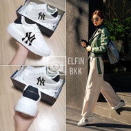 สีใหม่ แท้   MLB Chunky Classic heel Monogram/ mono embo -NY/B Boston รองเท้าผ้าใบ รองเท้าลำลอง สีขาว/สีดำ/สีครีม ดำ NY 25cm/39
