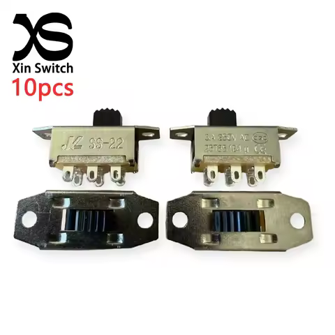 10PCS SS-22G08 (2P2T)Toggle Switch 2-position Double Row 6-pin Upright With Ears 3A 250VAC Hair Drye