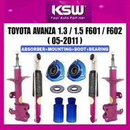 KSW TOYOTA AVANZA 1.3 / 1.5 2005-2011 F601 / F602 ABSOBER FRONT AND READ 1SET=4PCS KSW HEAVY DUTY